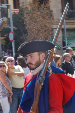 Barcelona, Katalonya, İspanya, 11 Eylül 2017: tarihi kültürel demostration Katalonya gelen Catalunya'nın bağımsızlığını ralli desteği ulusal gün boyunca sırasında.