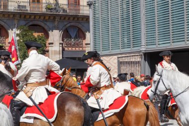 Barcelona, Katalonya, İspanya, 11 Eylül 2017: tarihi kültürel demostration Katalonya gelen Catalunya'nın bağımsızlığını ralli desteği ulusal gün boyunca sırasında.
