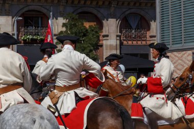 Barcelona, Katalonya, İspanya, 11 Eylül 2017: tarihi kültürel demostration Katalonya gelen Catalunya'nın bağımsızlığını ralli desteği ulusal gün boyunca sırasında.