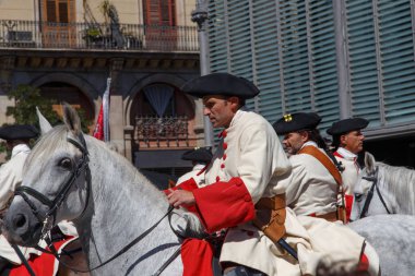 Barcelona, Katalonya, İspanya, 11 Eylül 2017: tarihi kültürel demostration Katalonya gelen Catalunya'nın bağımsızlığını ralli desteği ulusal gün boyunca sırasında.