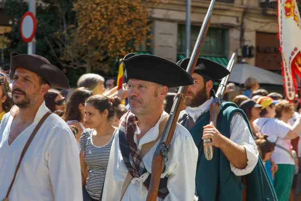 Barcelona, Katalonya, İspanya, 11 Eylül 2017: tarihi kültürel demostration Katalonya gelen Catalunya'nın bağımsızlığını ralli desteği ulusal gün boyunca sırasında.