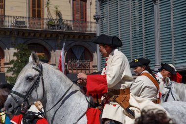 Barcelona, Katalonya, İspanya, 11 Eylül 2017: tarihi kültürel demostration Katalonya gelen Catalunya'nın bağımsızlığını ralli desteği ulusal gün boyunca sırasında.