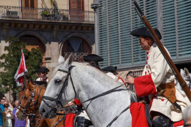Barcelona, Katalonya, İspanya, 11 Eylül 2017: tarihi kültürel demostration Katalonya gelen Catalunya'nın bağımsızlığını ralli desteği ulusal gün boyunca sırasında.