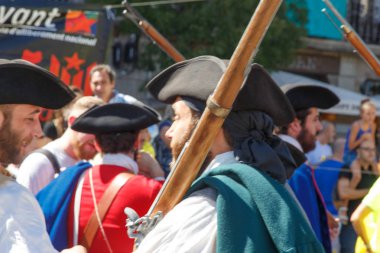Barcelona, Katalonya, İspanya, 11 Eylül 2017: tarihi kültürel demostration Katalonya gelen Catalunya'nın bağımsızlığını ralli desteği ulusal gün boyunca sırasında.