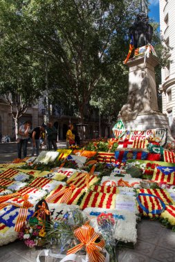 Barcelona, Katalonya, İspanya, 11 Eylül 2017: tarihi kültürel demostration Katalonya gelen Catalunya'nın bağımsızlığını ralli desteği ulusal gün boyunca sırasında.
