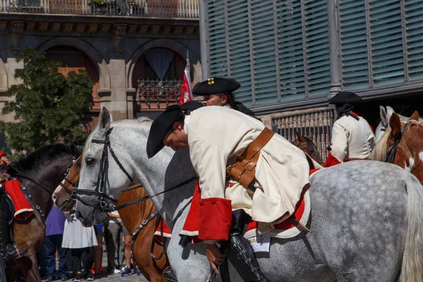 Barcelona, Katalonya, İspanya, 11 Eylül 2017: tarihi kültürel demostration Katalonya gelen Catalunya'nın bağımsızlığını ralli desteği ulusal gün boyunca sırasında.