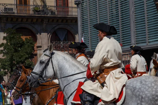 Barcelona, Katalonya, İspanya, 11 Eylül 2017: tarihi kültürel demostration Katalonya gelen Catalunya'nın bağımsızlığını ralli desteği ulusal gün boyunca sırasında.
