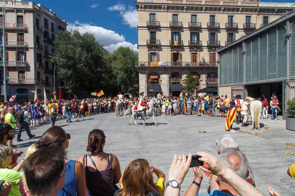 Барселона Каталонія Іспанія Вересня 2017 Історичного Культурного Демонстранти Каталонії Під — стокове фото