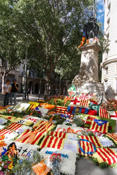 Barcelona, Katalonya, İspanya, 11 Eylül 2017: tarihi kültürel demostration Katalonya gelen Catalunya'nın bağımsızlığını ralli desteği ulusal gün boyunca sırasında.