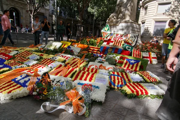 Barcelona, Katalonya, İspanya, 11 Eylül 2017: tarihi kültürel demostration Katalonya gelen Catalunya'nın bağımsızlığını ralli desteği ulusal gün boyunca sırasında.