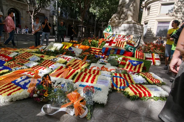 Barcelona, Katalonya, İspanya, 11 Eylül 2017: tarihi kültürel demostration Katalonya gelen Catalunya'nın bağımsızlığını ralli desteği ulusal gün boyunca sırasında.