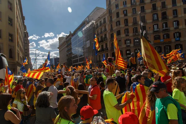 Барселона Каталония Испания Сентября 2017 Года Люди Митинге Поддержку Независимости — стоковое фото