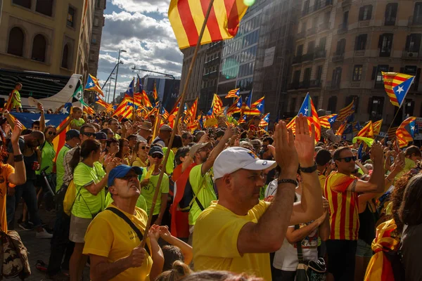 Barcellona Catalogna Spagna Settembre 2017 Persone Manifestazione Sostengono Indipendenza Della — Foto Stock