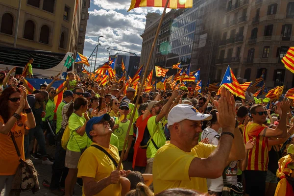 Barcelone Catalogne Espagne Septembre 2017 Les Gens Qui Mobilisent Pour — Photo