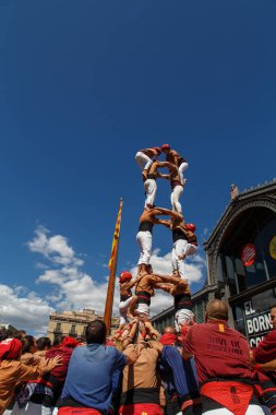 Barcelona, Katalonya, İspanya, 11 Eylül 2017: insanlar ralli destek Catalunya bağımsızlık Milli gün boyunca.