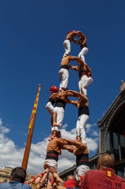 Barcelona, Katalonya, İspanya, 11 Eylül 2017: insanlar ralli destek Catalunya bağımsızlık Milli gün boyunca.