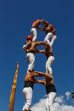 Barcelona, Katalonya, İspanya, 11 Eylül 2017: insanlar ralli destek Catalunya bağımsızlık Milli gün boyunca.