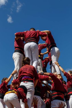 Barcelona, Katalonya, İspanya, 11 Eylül 2017: insanlar ralli destek Catalunya bağımsızlık Milli gün boyunca.