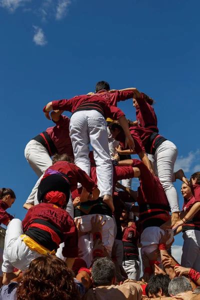 Barcelona, Katalonya, İspanya, 11 Eylül 2017: insanlar ralli destek Catalunya bağımsızlık Milli gün boyunca.