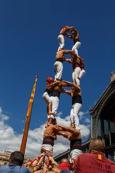 Barcelona, Katalonya, İspanya, 11 Eylül 2017: insanlar ralli destek Catalunya bağımsızlık Milli gün boyunca.