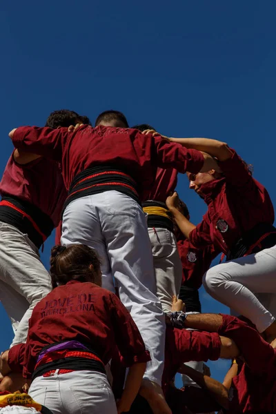 Barcelona, Katalonya, İspanya, 11 Eylül 2017: insanlar ralli destek Catalunya bağımsızlık Milli gün boyunca.