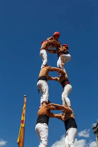 Barcelona Catalonia Spain September 2017 Castellers Rally Support Independence Catalunya — Stock Photo, Image