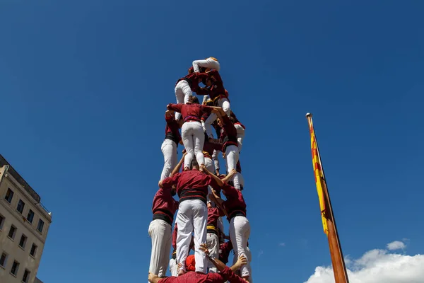 Barcelona Catalonia Spain September 2017 Castellers Rally Support Independence Catalunya — Stock Photo, Image