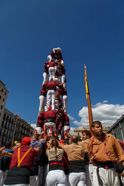 Barcelona Catalonia Spain September 2017 Castellers Rally Support Independence Catalunya — Stock Photo, Image