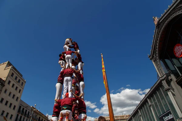 Barcelona Cataluña España Septiembre 2017 Castellers Durante Rally Apoyo Independencia Imágenes De Stock Sin Royalties Gratis