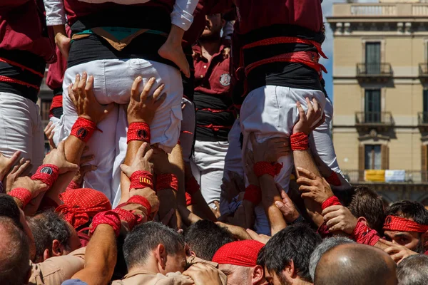 Barcelona Cataluña España Septiembre 2017 Castellers Durante Rally Apoyo Independencia Fotos De Stock