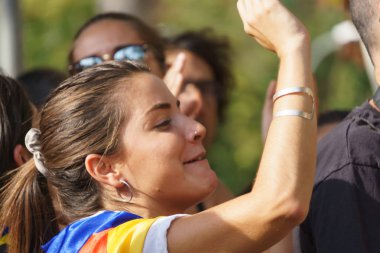 Barcelona, Katalonya, İspanya, 21 Eylül 2017: Ayaklanmalar Katalan insanlar için İspanyol hükümeti karar referandum hakkında-catalunya'nın bağımsızlığını protesto