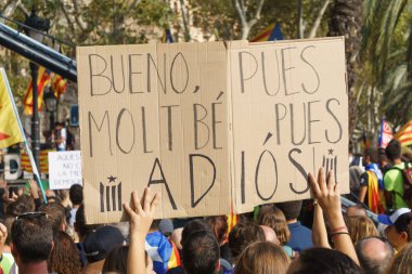 Barcelona, Katalonya, İspanya, 21 Eylül 2017: Ayaklanmalar Katalan insanlar için İspanyol hükümeti karar referandum hakkında-catalunya'nın bağımsızlığını protesto