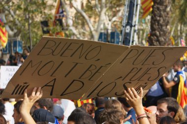 Barcelona, Katalonya, İspanya, 21 Eylül 2017: Ayaklanmalar Katalan insanlar için İspanyol hükümeti karar referandum hakkında-catalunya'nın bağımsızlığını protesto