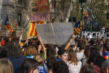 Barcelona, Katalonya, İspanya, 21 Eylül 2017: Ayaklanmalar Katalan insanlar için İspanyol hükümeti karar referandum hakkında-catalunya'nın bağımsızlığını protesto