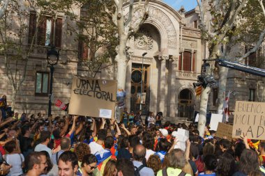 Barcelona, Katalonya, İspanya, 21 Eylül 2017: Ayaklanmalar Katalan insanlar için İspanyol hükümeti karar referandum hakkında-catalunya'nın bağımsızlığını protesto