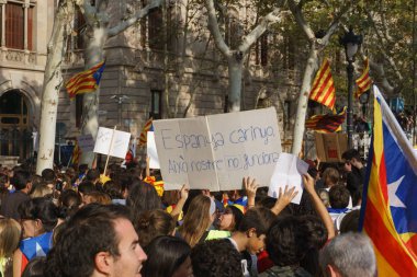 Barcelona, Katalonya, İspanya, 21 Eylül 2017: Ayaklanmalar Katalan insanlar için İspanyol hükümeti karar referandum hakkında-catalunya'nın bağımsızlığını protesto