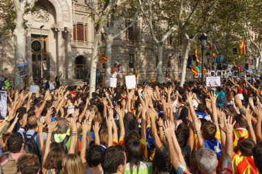 Barcelona, Katalonya, İspanya, 21 Eylül 2017: Ayaklanmalar Katalan insanlar için İspanyol hükümeti karar referandum hakkında-catalunya'nın bağımsızlığını protesto