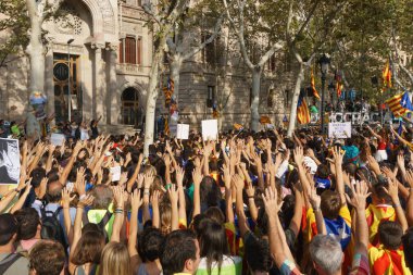 Barcelona, Katalonya, İspanya, 21 Eylül 2017: Ayaklanmalar Katalan insanlar için İspanyol hükümeti karar referandum hakkında-catalunya'nın bağımsızlığını protesto