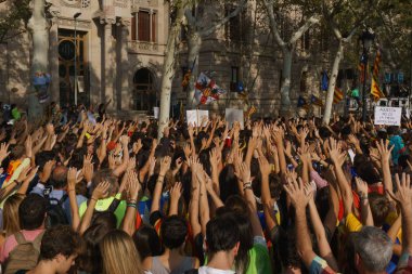 Barcelona, Katalonya, İspanya, 21 Eylül 2017: Ayaklanmalar Katalan insanlar için İspanyol hükümeti karar referandum hakkında-catalunya'nın bağımsızlığını protesto
