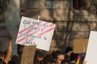 Barcelona, Katalonya, İspanya, 21 Eylül 2017: Ayaklanmalar Katalan insanlar için İspanyol hükümeti karar referandum hakkında-catalunya'nın bağımsızlığını protesto