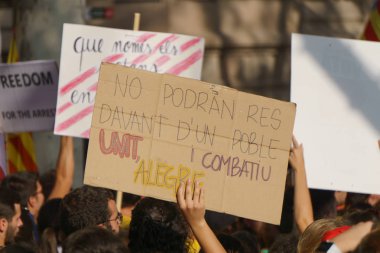 Barcelona, Katalonya, İspanya, 21 Eylül 2017: Ayaklanmalar Katalan insanlar için İspanyol hükümeti karar referandum hakkında-catalunya'nın bağımsızlığını protesto