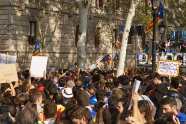 Barcelona, Katalonya, İspanya, 21 Eylül 2017: Ayaklanmalar Katalan insanlar için İspanyol hükümeti karar referandum hakkında-catalunya'nın bağımsızlığını protesto