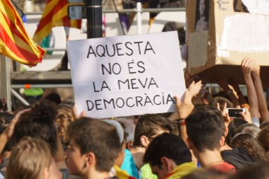 Barcelona, Katalonya, İspanya, 21 Eylül 2017: Ayaklanmalar Katalan insanlar için İspanyol hükümeti karar referandum hakkında-catalunya'nın bağımsızlığını protesto
