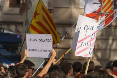 Barcelona, Katalonya, İspanya, 21 Eylül 2017: Ayaklanmalar Katalan insanlar için İspanyol hükümeti karar referandum hakkında-catalunya'nın bağımsızlığını protesto