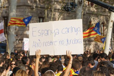 Barcelona, Katalonya, İspanya, 21 Eylül 2017: Ayaklanmalar Katalan insanlar için İspanyol hükümeti karar referandum hakkında-catalunya'nın bağımsızlığını protesto