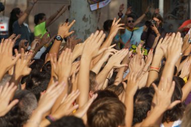 Barcelona, Katalonya, İspanya, 21 Eylül 2017: Ayaklanmalar Katalan insanlar için İspanyol hükümeti karar referandum hakkında-catalunya'nın bağımsızlığını protesto