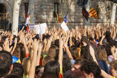 Barcelona, Katalonya, İspanya, 21 Eylül 2017: Ayaklanmalar Katalan insanlar için İspanyol hükümeti karar referandum hakkında-catalunya'nın bağımsızlığını protesto