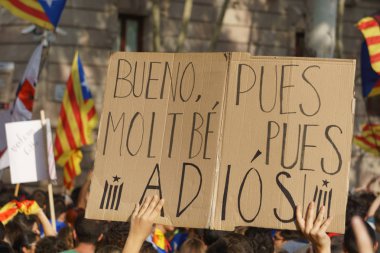 Barcelona, Katalonya, İspanya, 21 Eylül 2017: Ayaklanmalar Katalan insanlar için İspanyol hükümeti karar referandum hakkında-catalunya'nın bağımsızlığını protesto