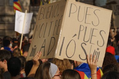 Barcelona, Katalonya, İspanya, 21 Eylül 2017: Ayaklanmalar Katalan insanlar için İspanyol hükümeti karar referandum hakkında-catalunya'nın bağımsızlığını protesto