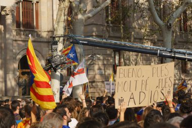 Barcelona, Katalonya, İspanya, 21 Eylül 2017: Ayaklanmalar Katalan insanlar için İspanyol hükümeti karar referandum hakkında-catalunya'nın bağımsızlığını protesto